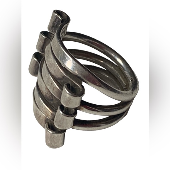 Vintage Modernist Design Sterling Silver Ring Women’s Jewelry Ring - Picture 4 of 8